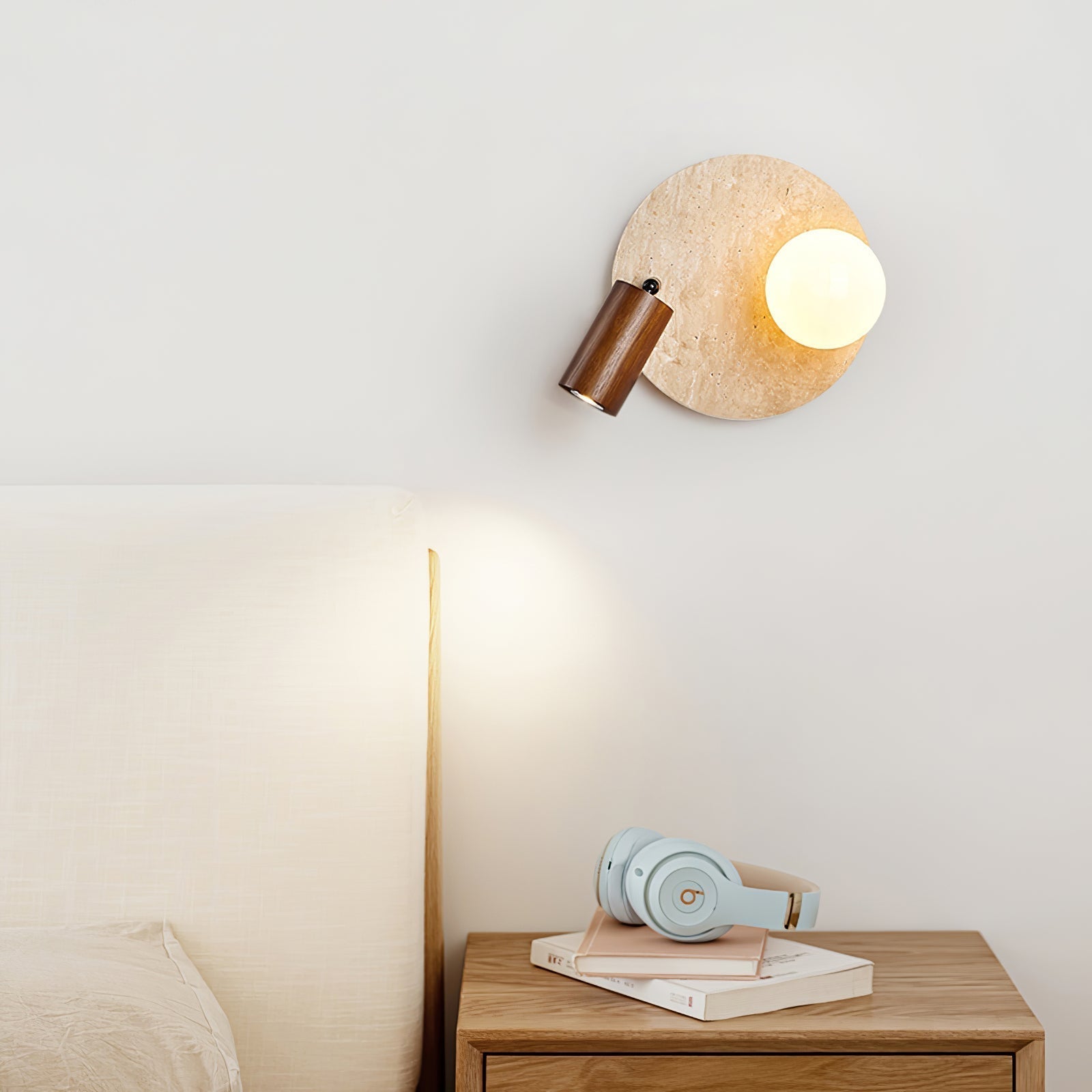 Armara Applique Murale Industrielle en Disque de Travertin - Neutralighting
