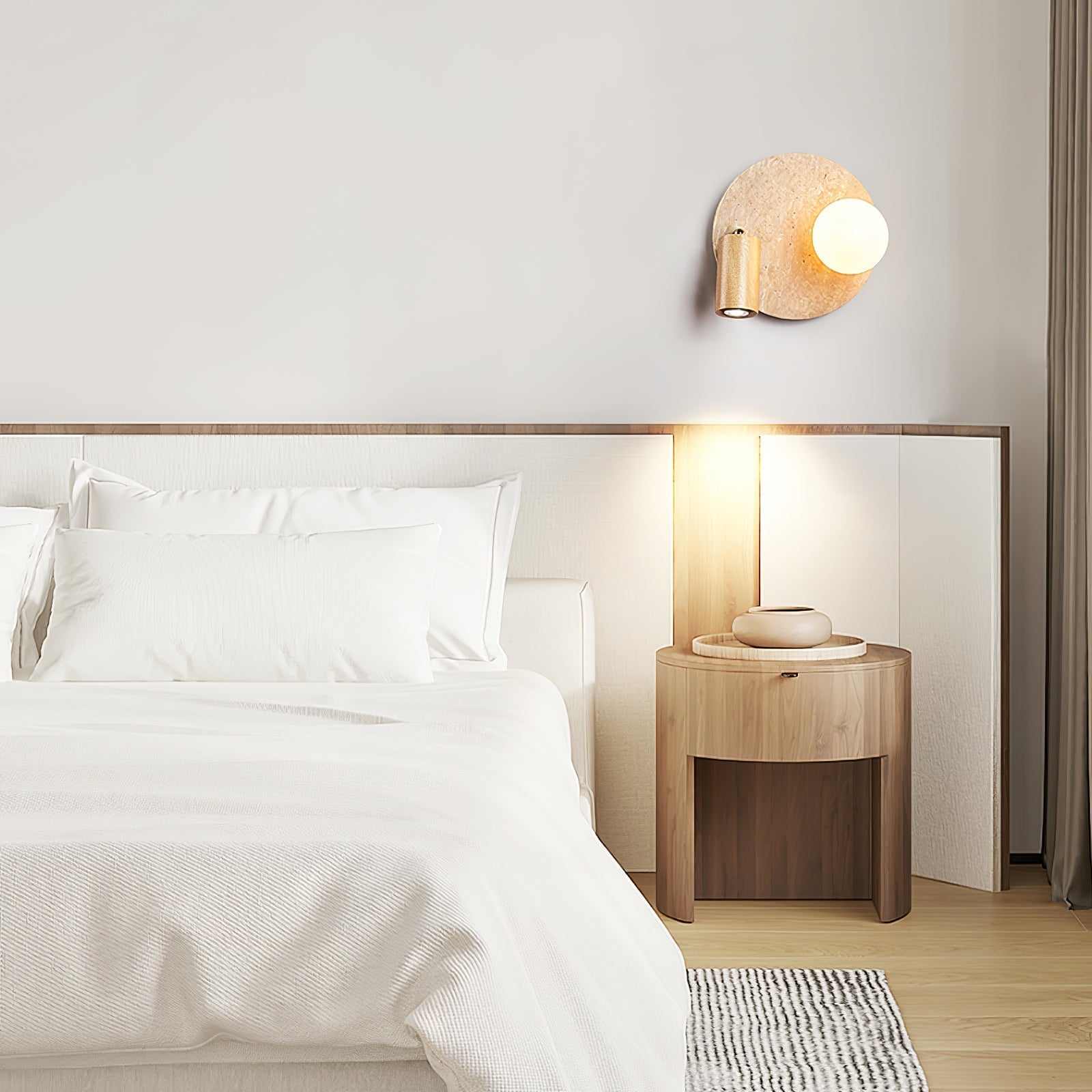 Armara Applique Murale Industrielle en Disque de Travertin - Neutralighting