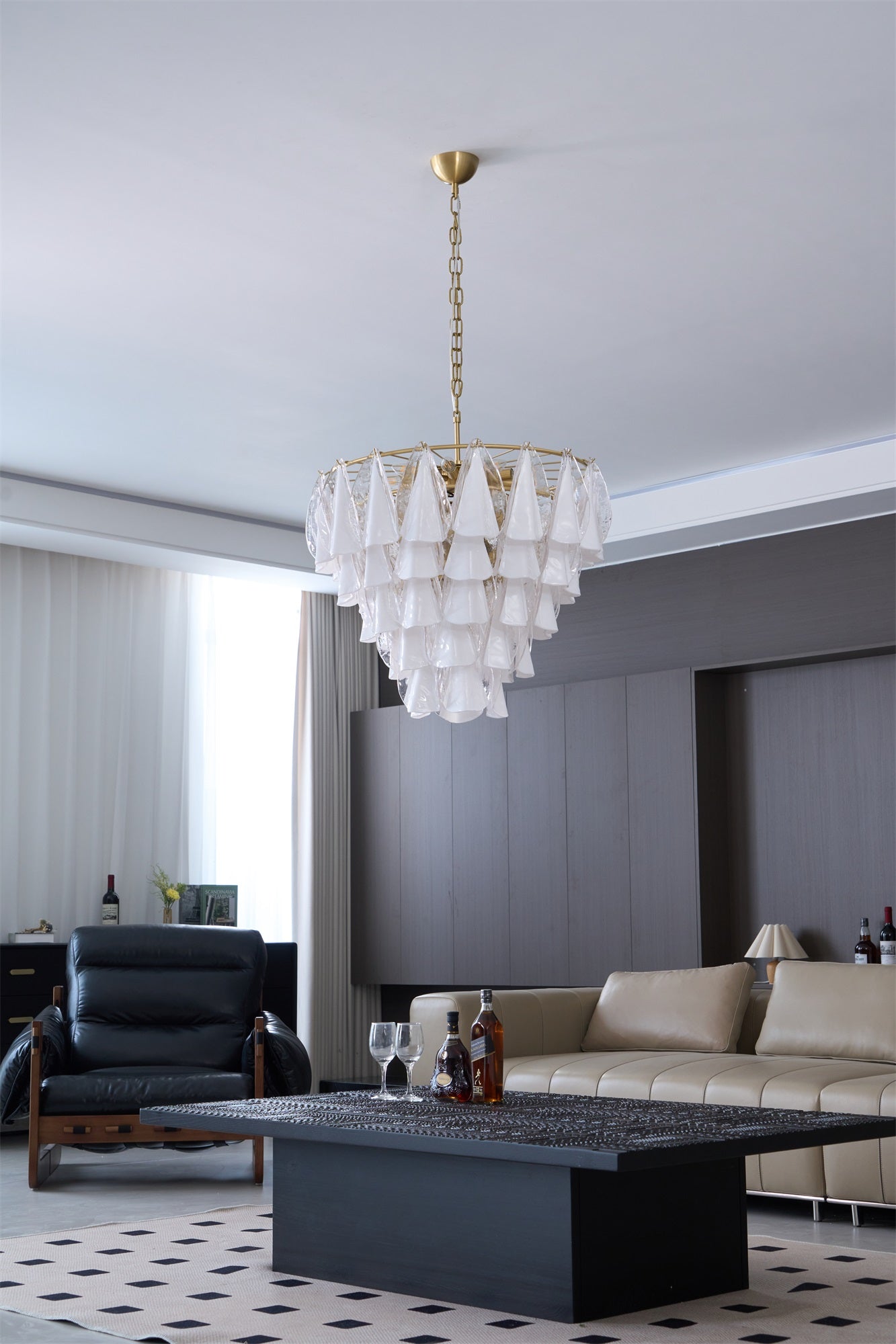 Aurora Lustre Blanc Feuille Verre Superposé Moderne - Neutralighting