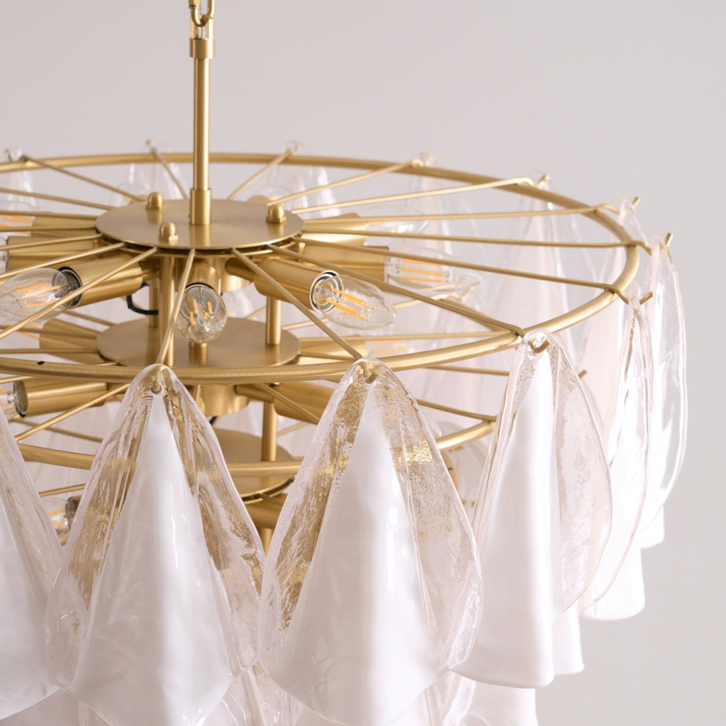 Aurora Lustre Blanc Feuille Verre Superposé Moderne - Neutralighting