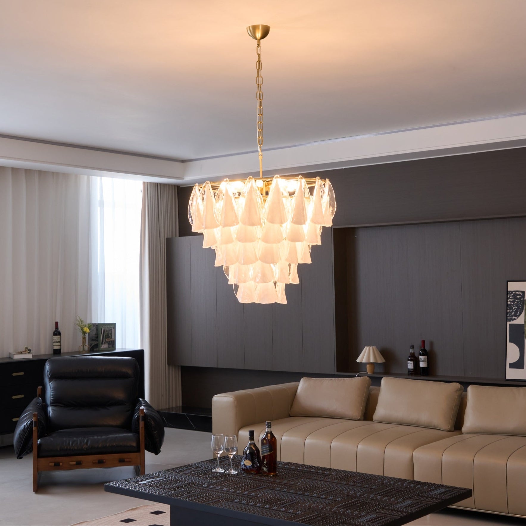 Aurora Lustre Blanc Feuille Verre Superposé Moderne - Neutralighting
