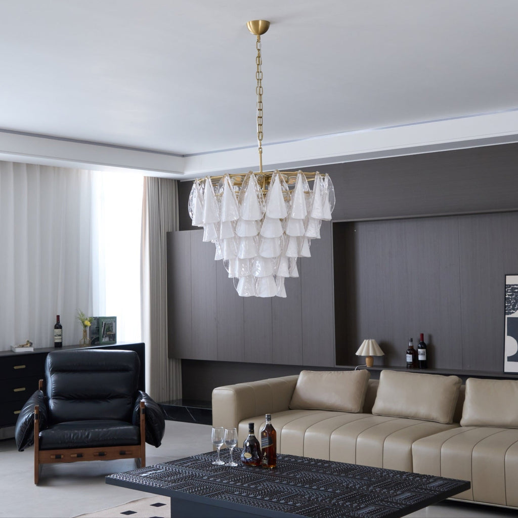 Aurora Lustre Blanc Feuille Verre Superposé Moderne - Neutralighting