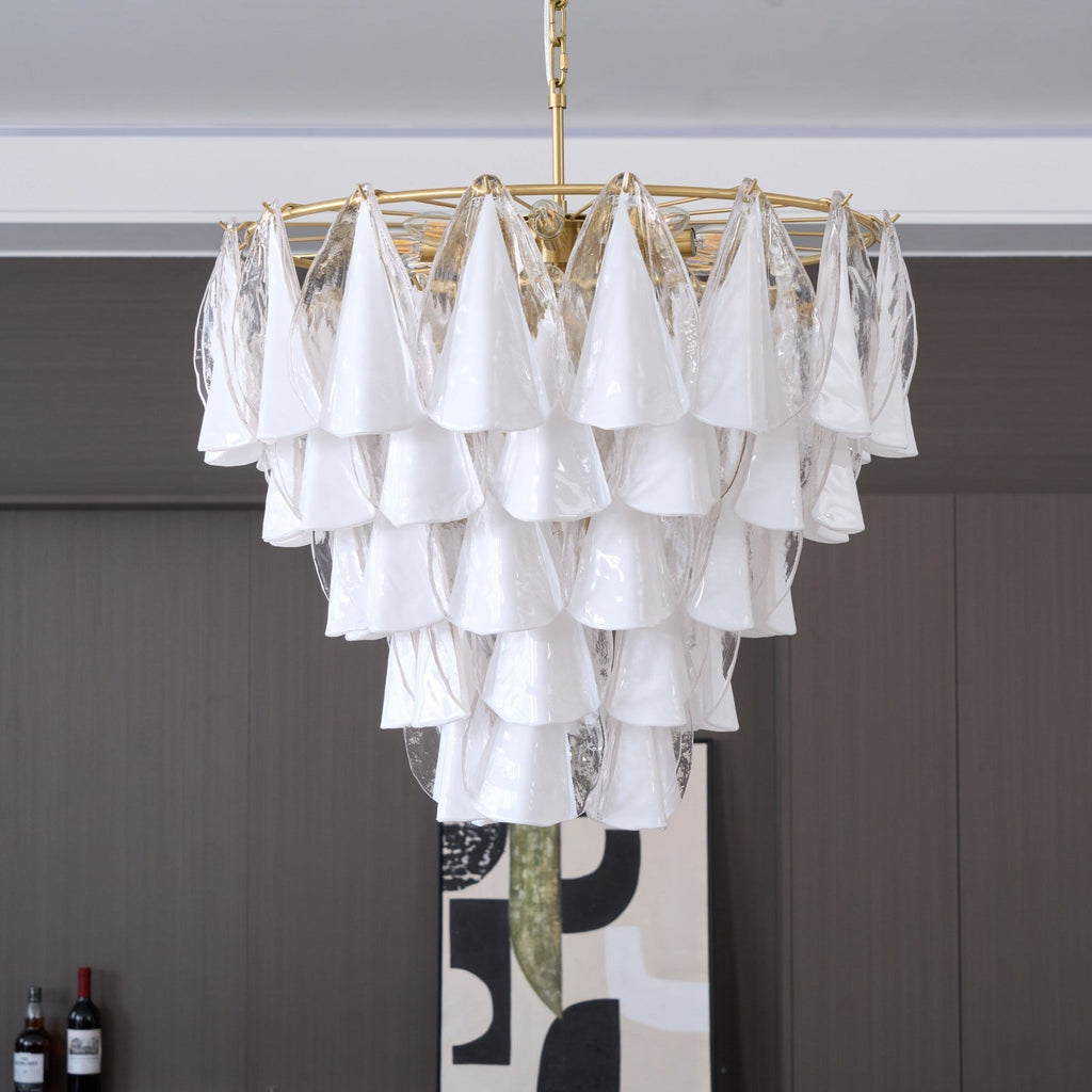 Aurora Lustre Blanc Feuille Verre Superposé Moderne - Neutralighting