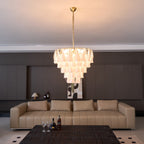 Aurora Lustre Blanc Feuille Verre Superposé Moderne - Neutralighting