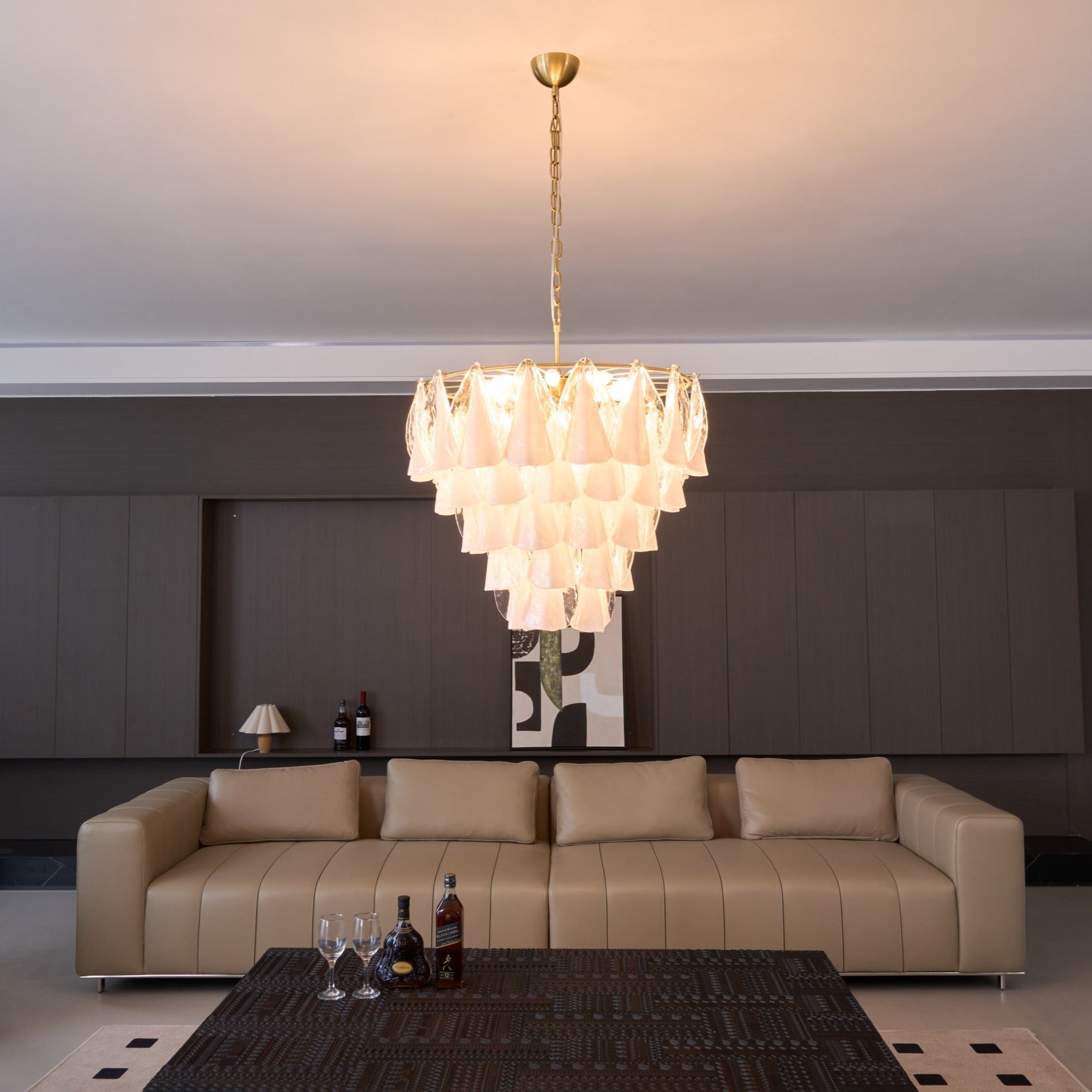 Aurora Lustre Blanc Feuille Verre Superposé Moderne - Neutralighting