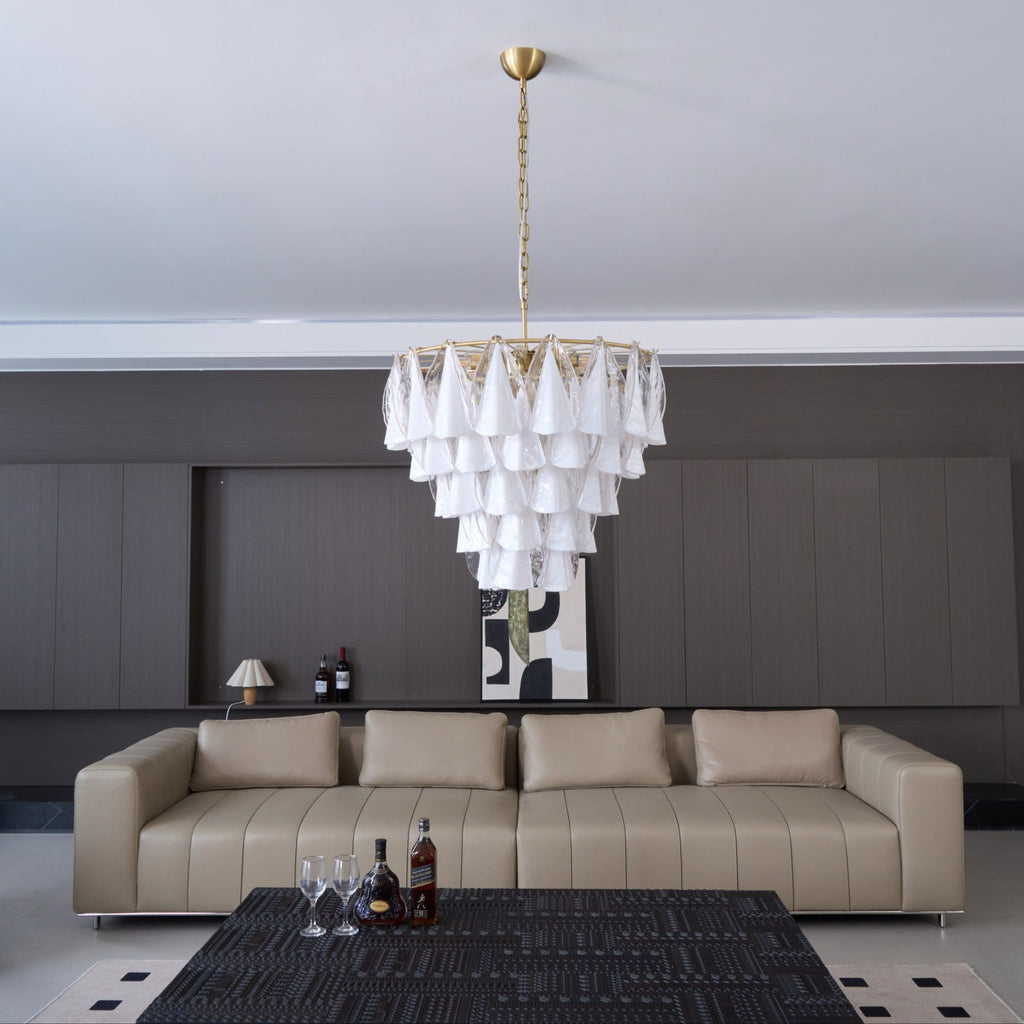 Aurora Lustre Blanc Feuille Verre Superposé Moderne - Neutralighting