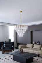 Aurora Lustre Blanc Feuille Verre Superposé Moderne - Neutralighting