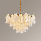 Lunaria Lustre Pétales en Verre avec Perles - Neutralighting