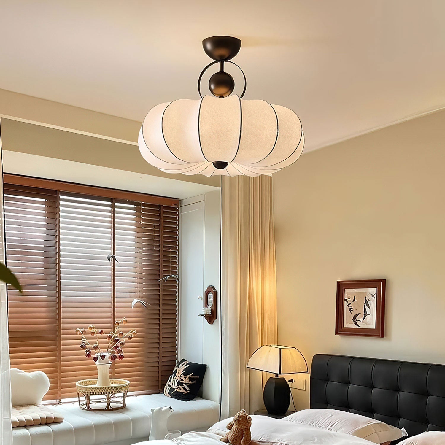 Yunshui Pétale Tissu Bronze Suspension Lumière - Neutralighting
