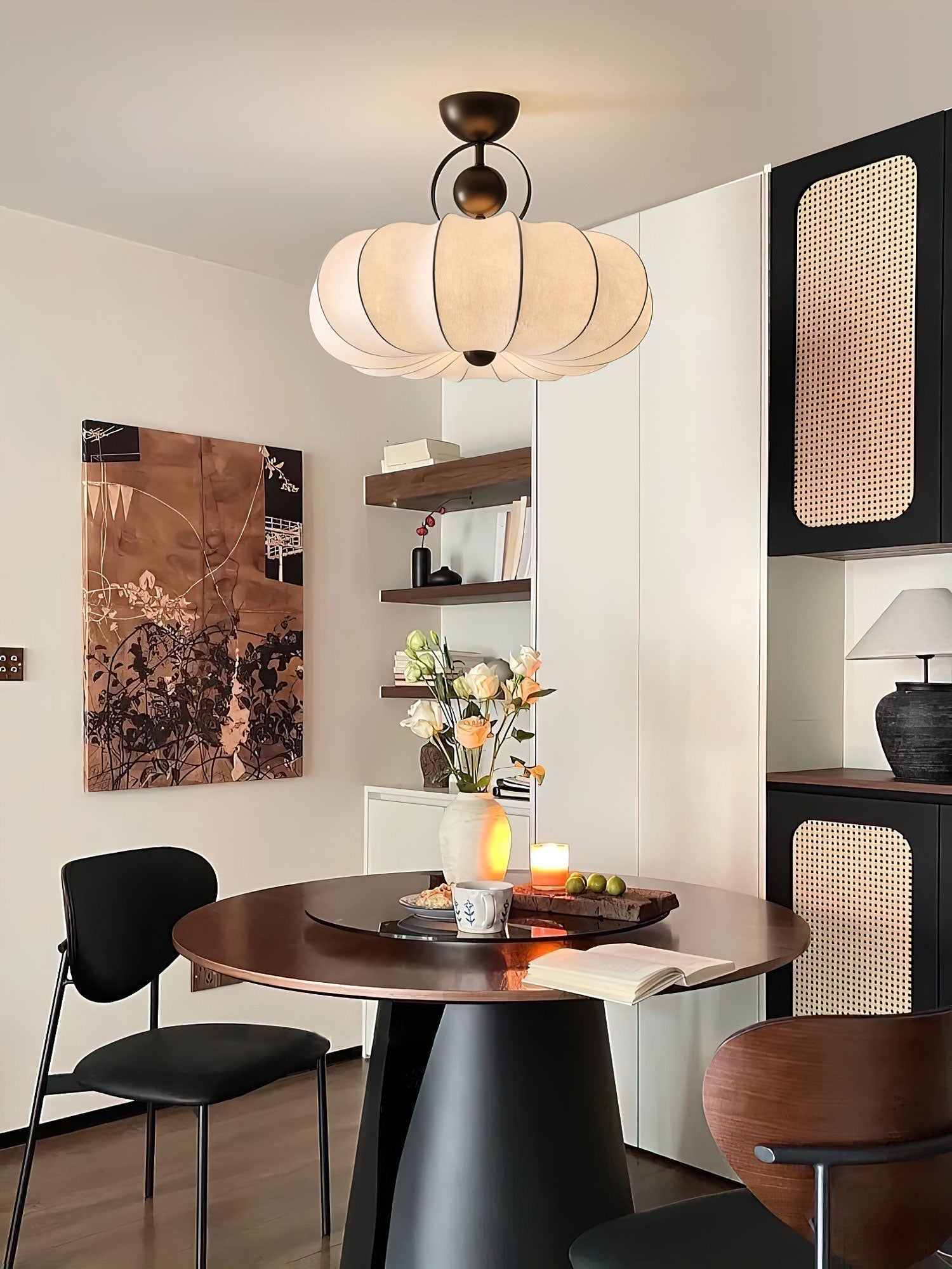 Yunshui Pétale Tissu Bronze Suspension Lumière - Neutralighting