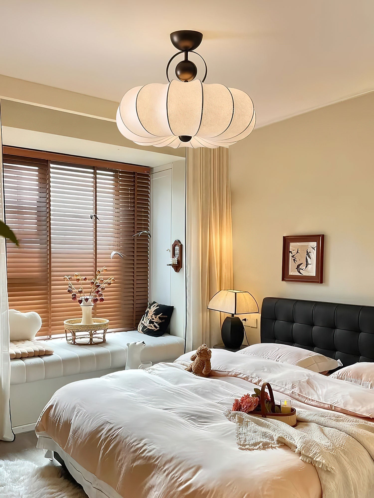 Yunshui Pétale Tissu Bronze Suspension Lumière - Neutralighting