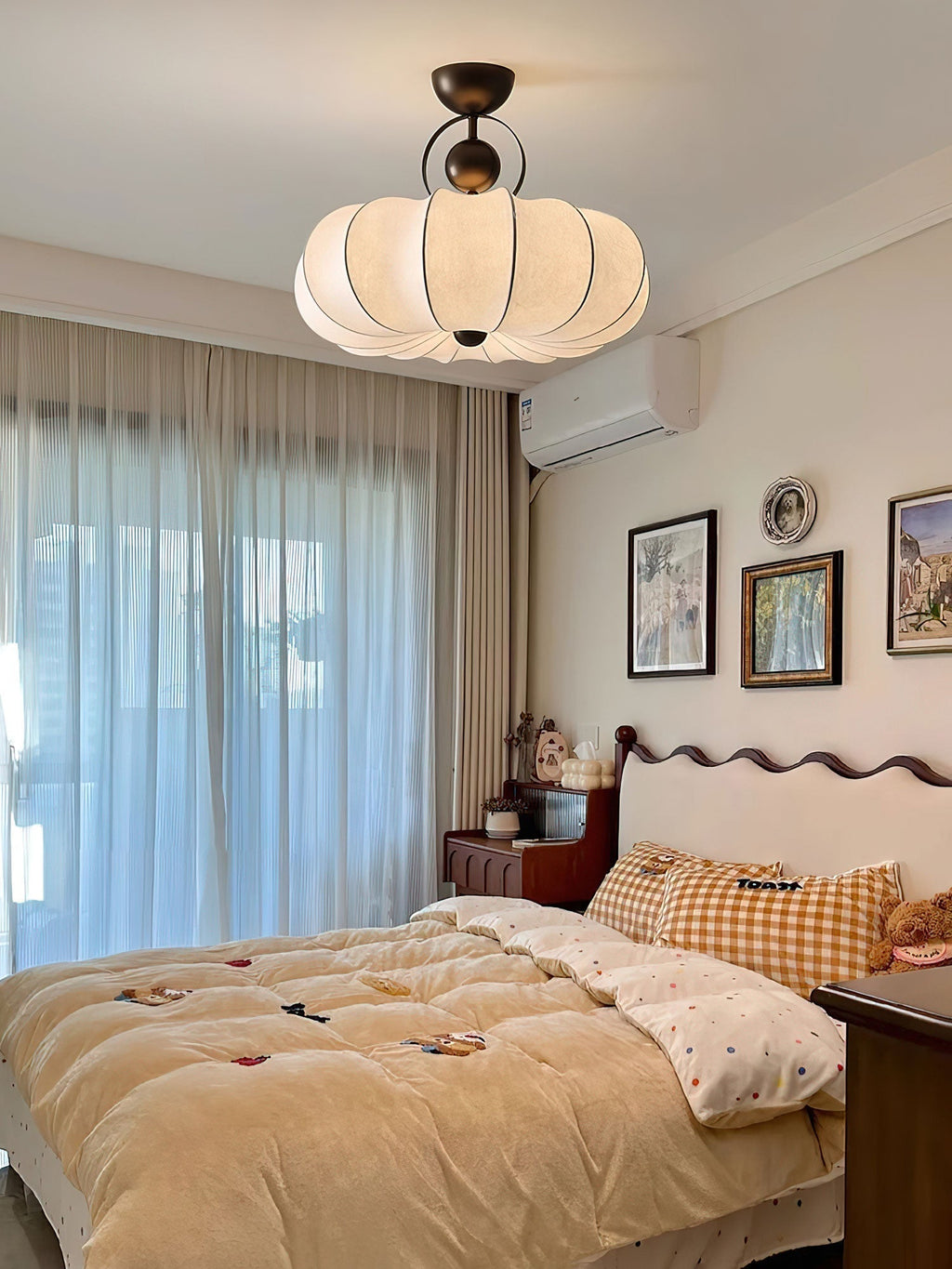 Yunshui Pétale Tissu Bronze Suspension Lumière - Neutralighting