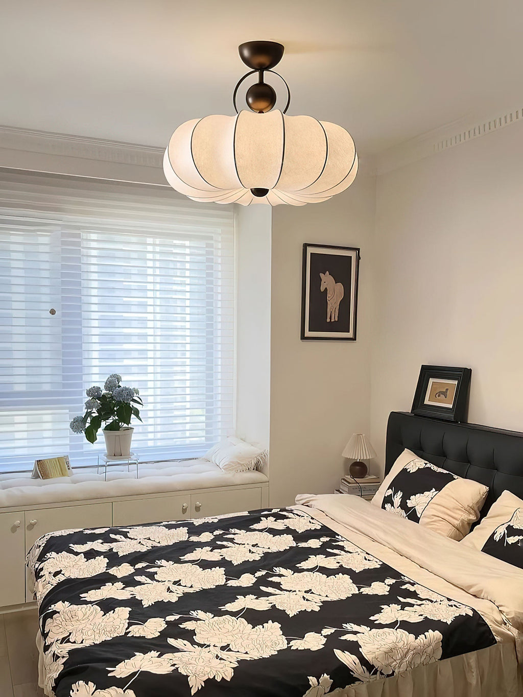 Yunshui Pétale Tissu Bronze Suspension Lumière - Neutralighting