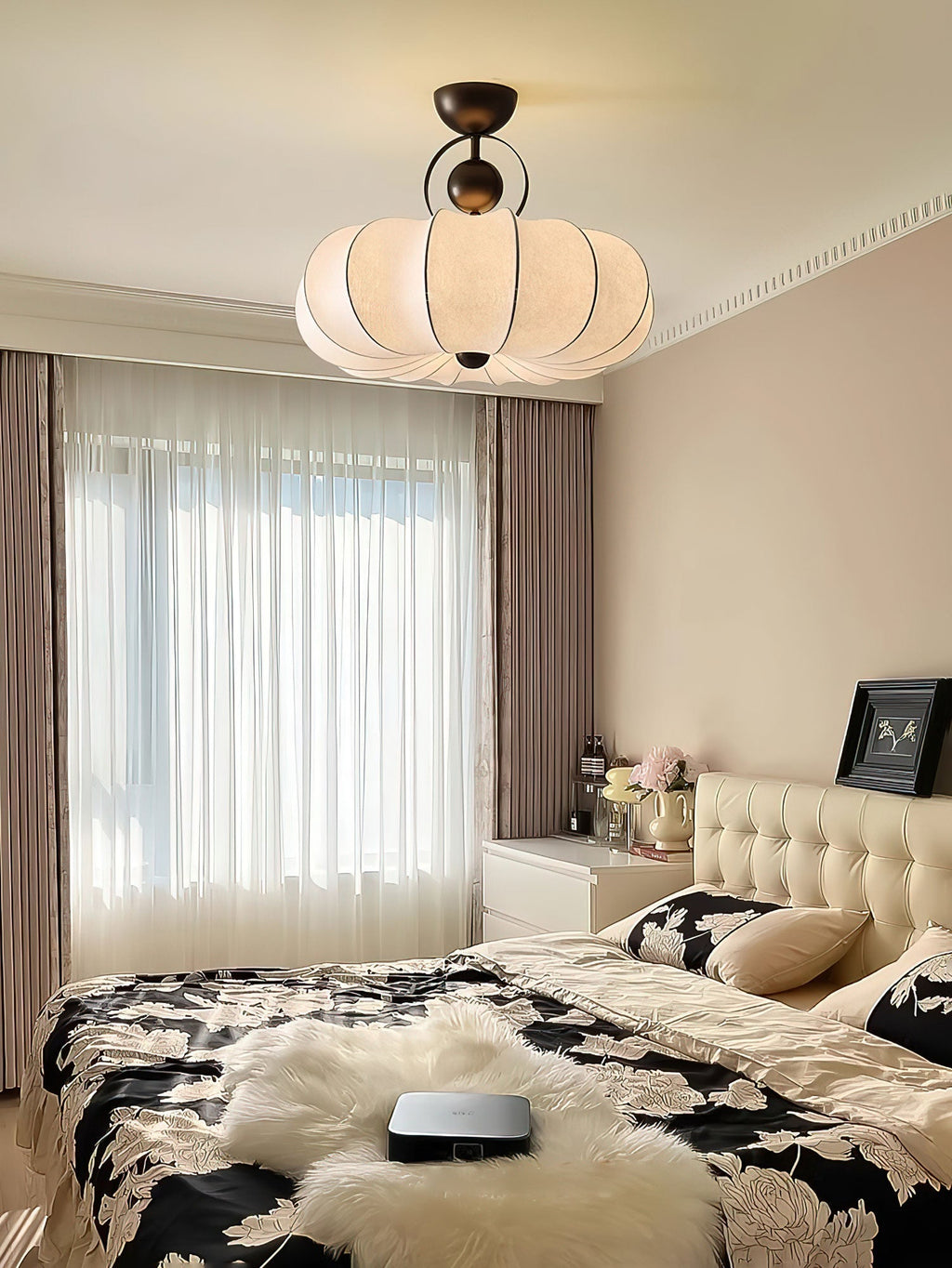 Yunshui Pétale Tissu Bronze Suspension Lumière - Neutralighting