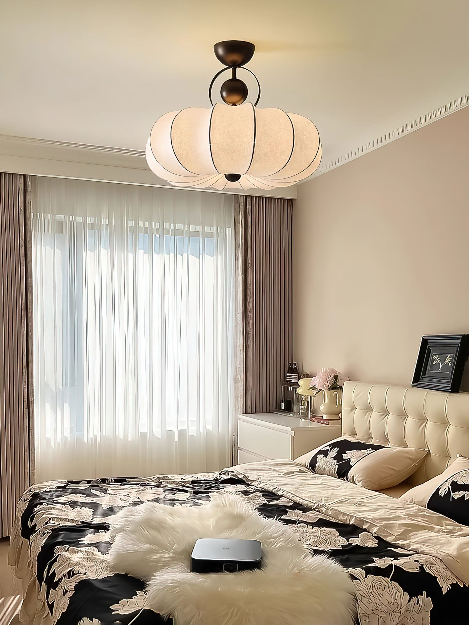Yunshui Pétale Tissu Bronze Suspension Lumière - Neutralighting