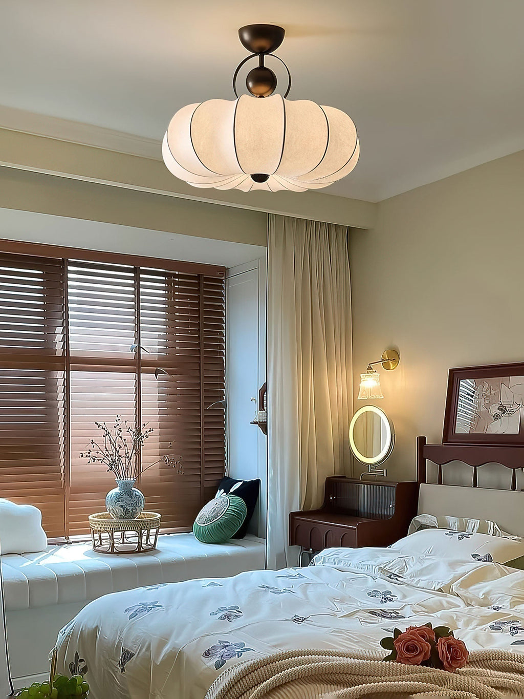 Yunshui Pétale Tissu Bronze Suspension Lumière - Neutralighting
