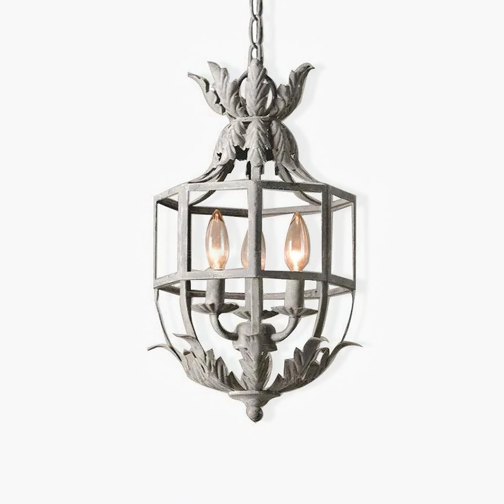 Lustra Lustre Rétro Cage Grise Bougie - Neutralighting