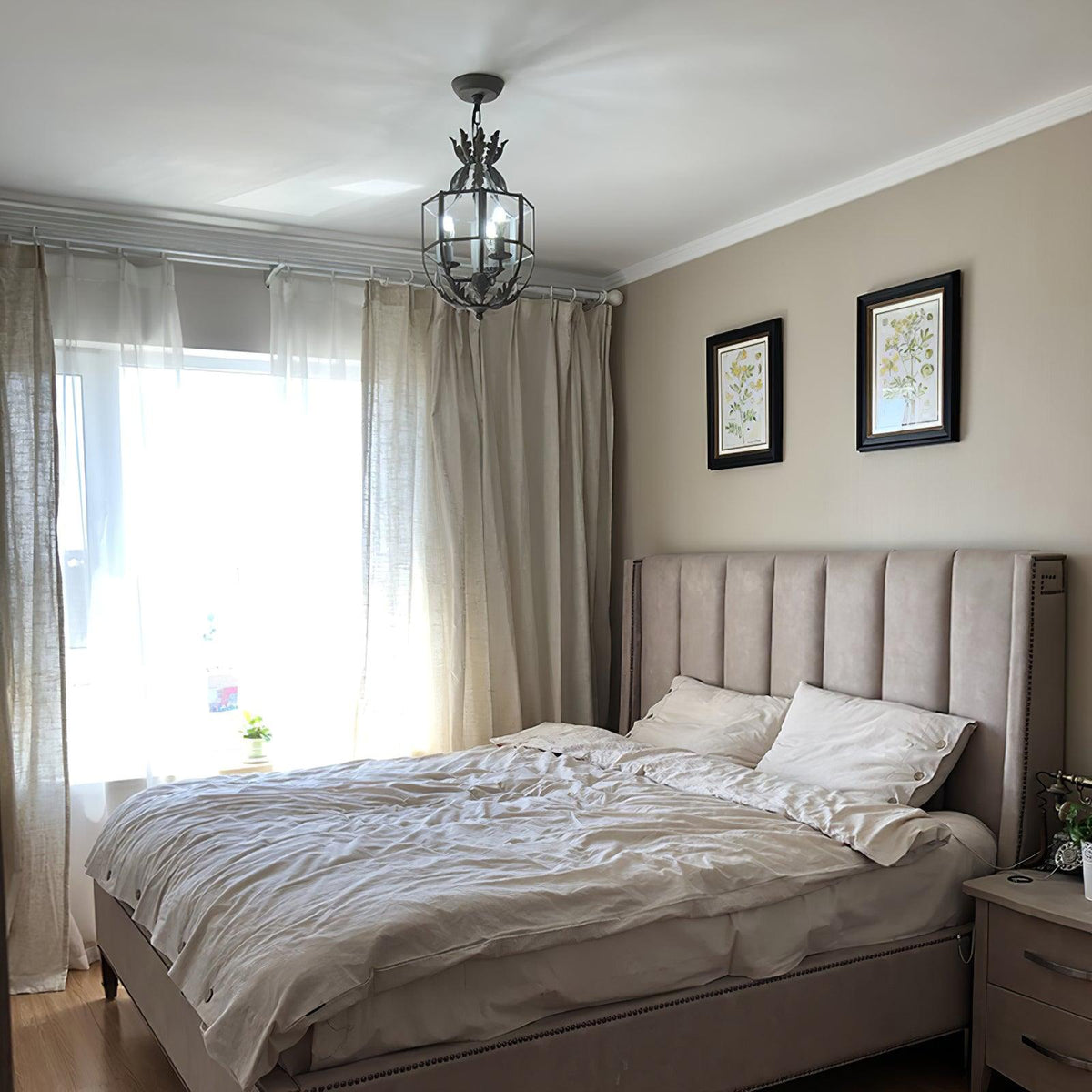 Lustra Lustre Rétro Cage Grise Bougie - Neutralighting