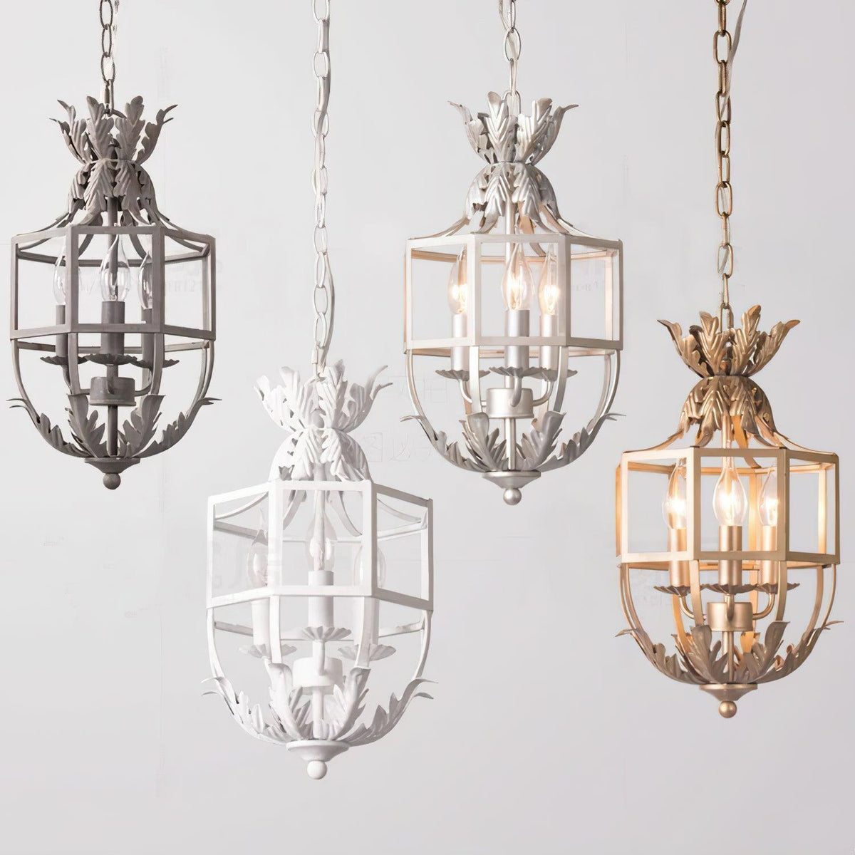 Lustra Lustre Rétro Cage Grise Bougie - Neutralighting