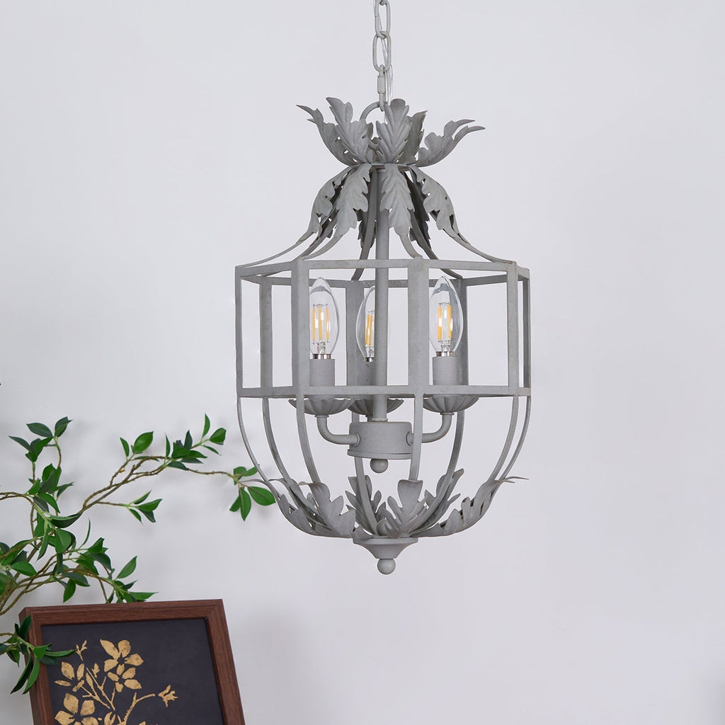 Lustra Lustre Rétro Cage Grise Bougie - Neutralighting