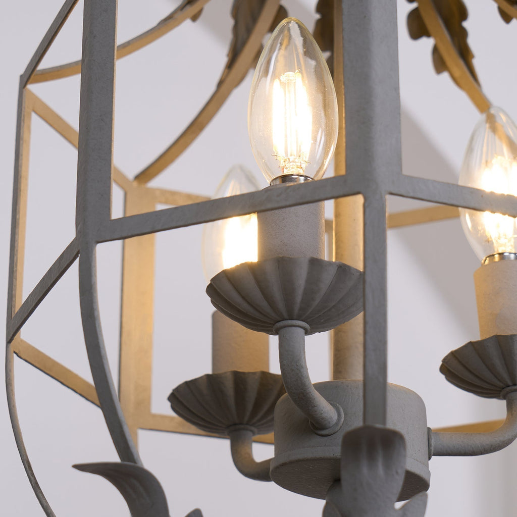 Lustra Lustre Rétro Cage Grise Bougie - Neutralighting