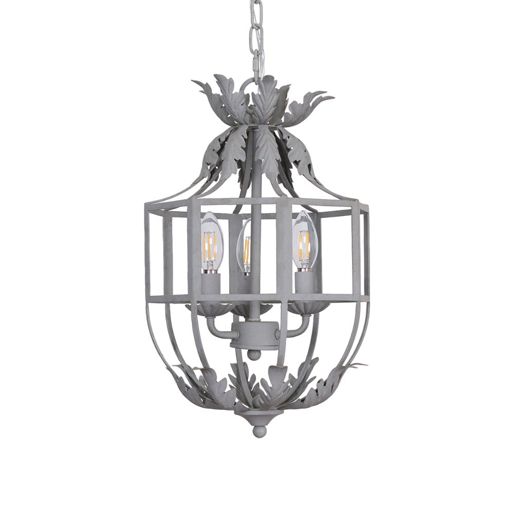 Lustra Lustre Rétro Cage Grise Bougie - Neutralighting