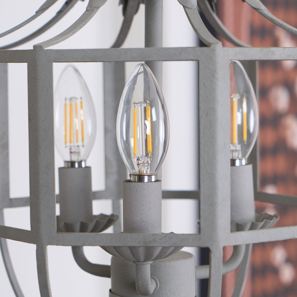 Lustra Lustre Rétro Cage Grise Bougie - Neutralighting