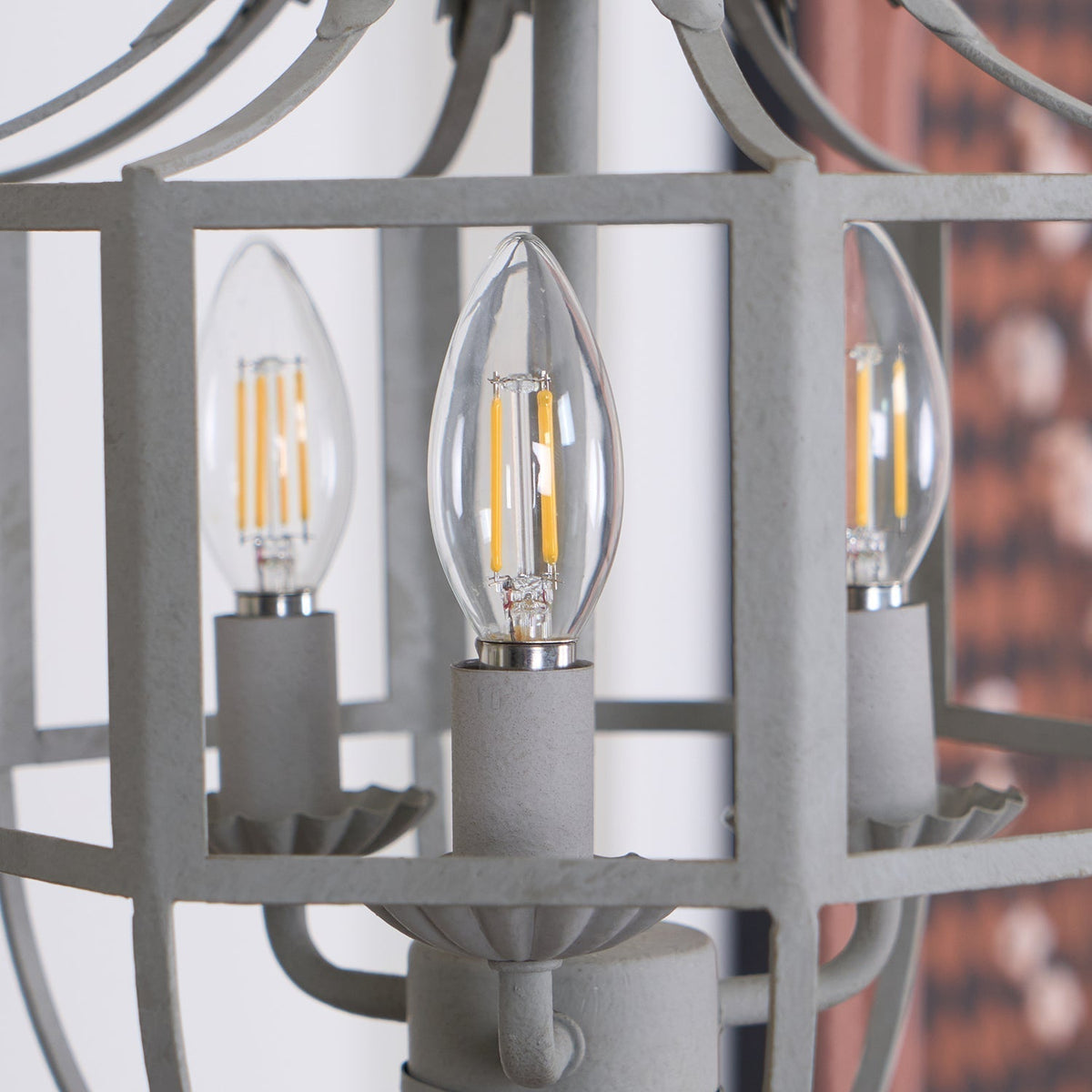 Lustra Lustre Rétro Cage Grise Bougie - Neutralighting