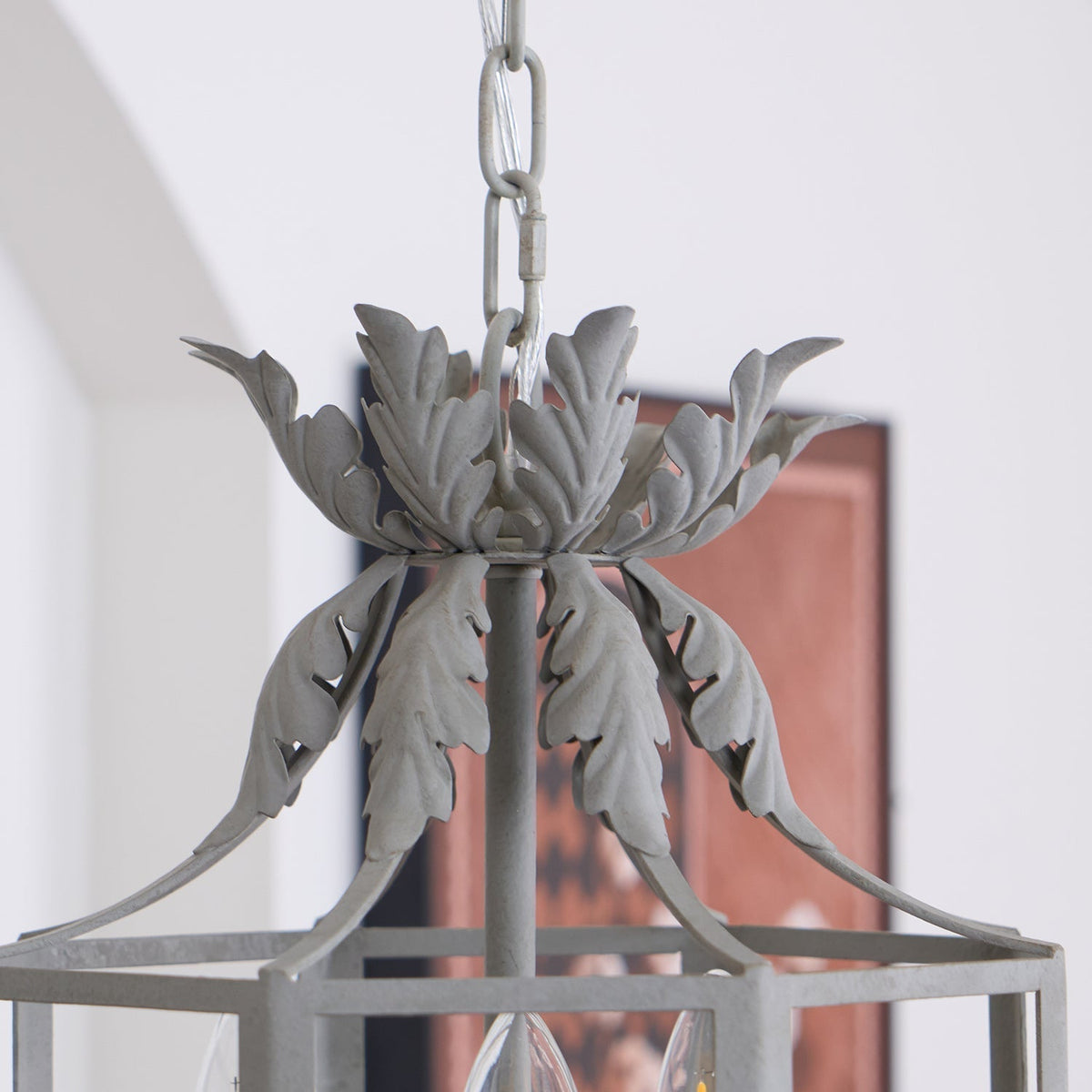 Lustra Lustre Rétro Cage Grise Bougie - Neutralighting
