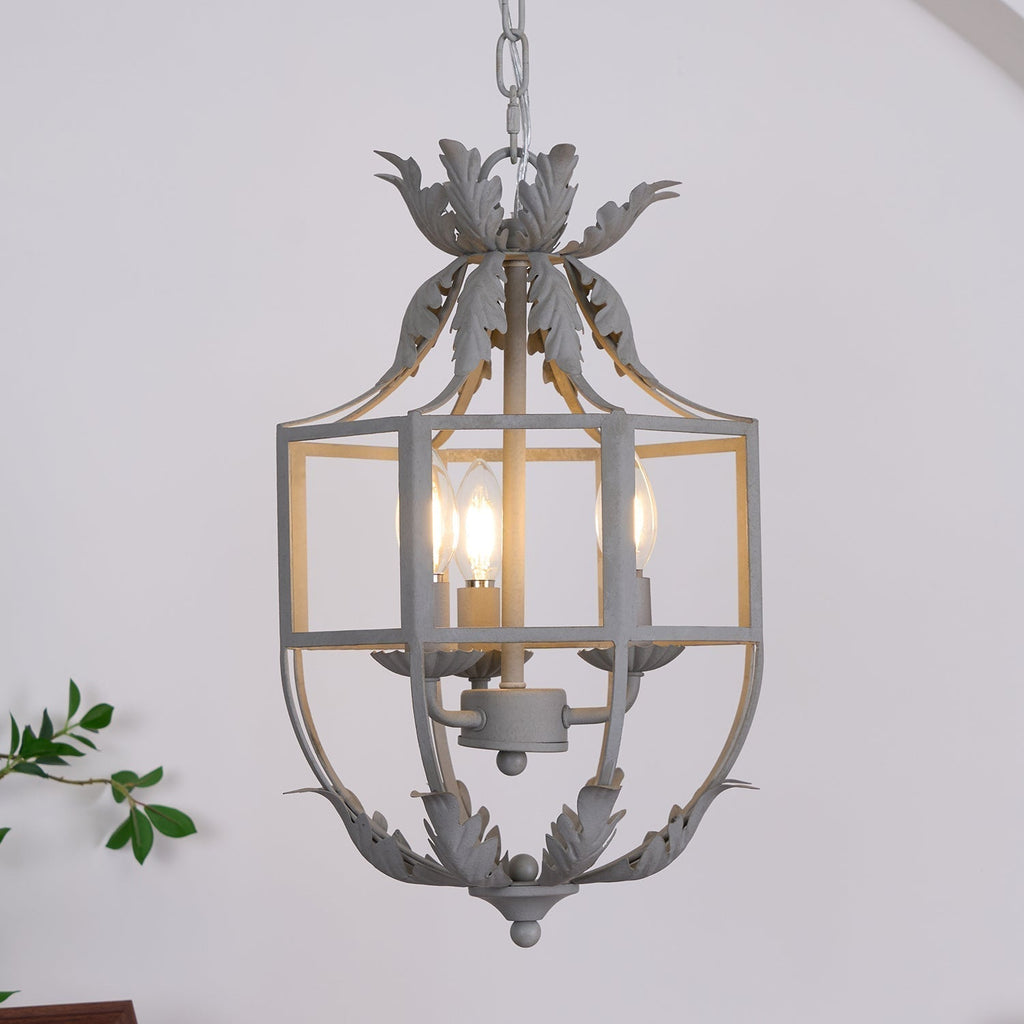 Lustra Lustre Rétro Cage Grise Bougie - Neutralighting