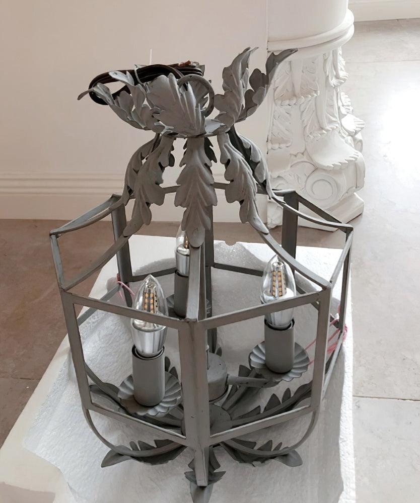 Lustra Lustre Rétro Cage Grise Bougie - Neutralighting