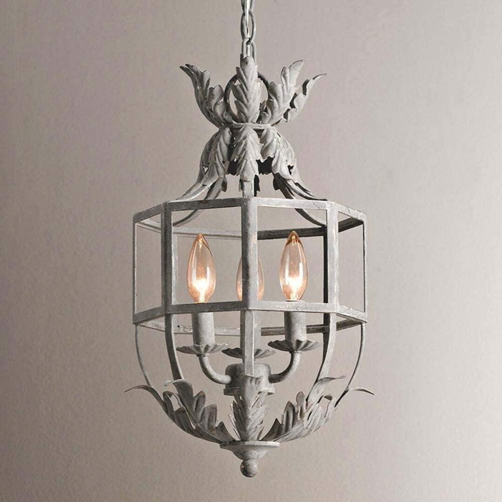 Lustra Lustre Rétro Cage Grise Bougie - Neutralighting