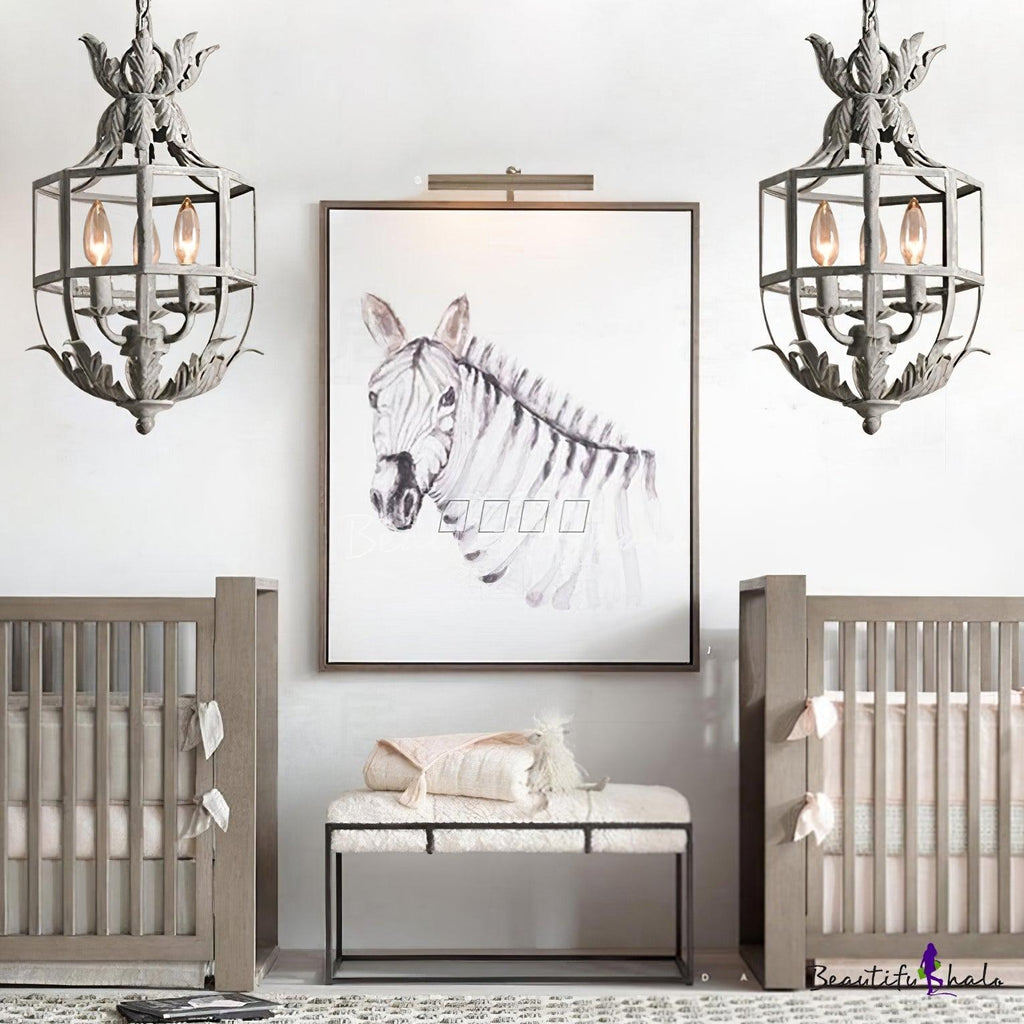 Lustra Lustre Rétro Cage Grise Bougie - Neutralighting