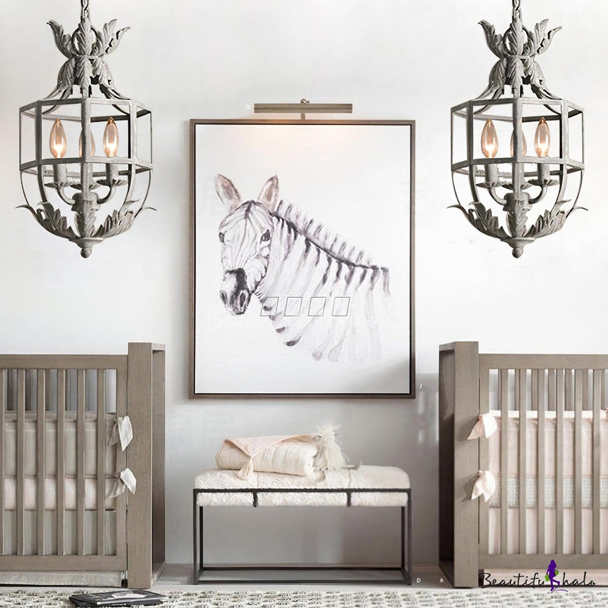 Lustra Lustre Rétro Cage Grise Bougie - Neutralighting
