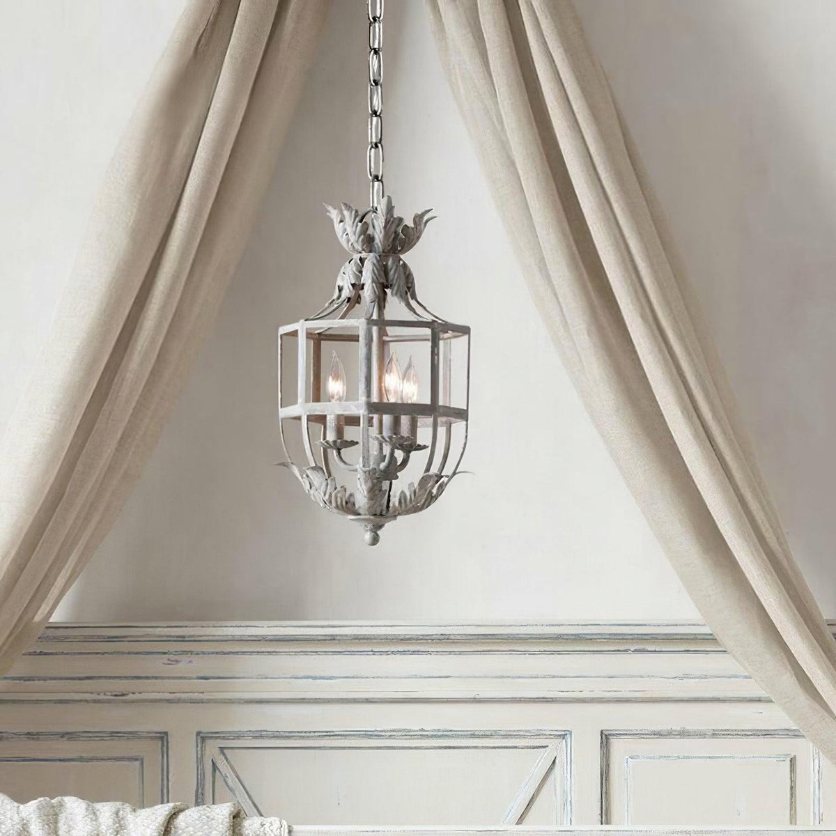 Lustra Lustre Rétro Cage Grise Bougie - Neutralighting