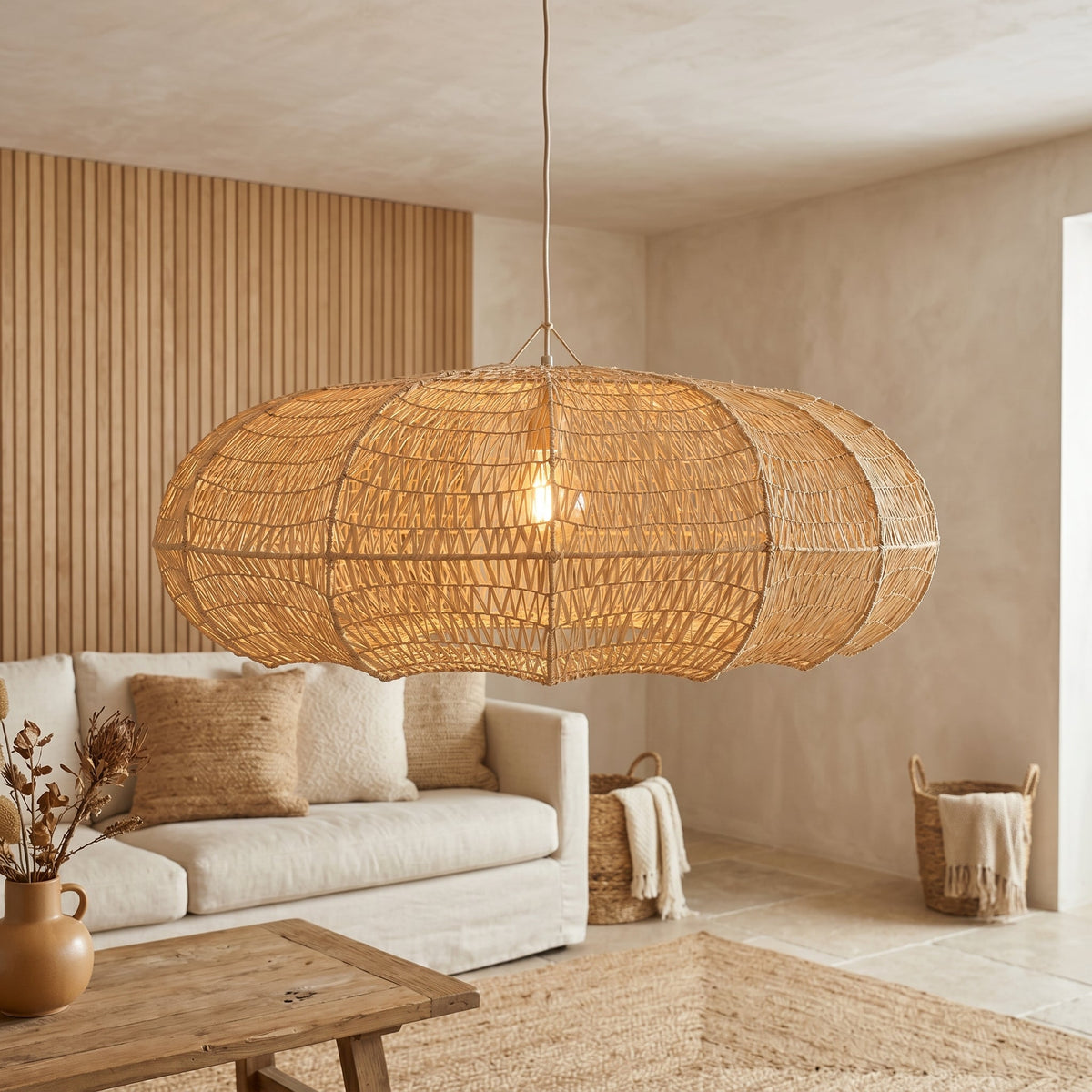 Suspension en raphia - Ellipse
