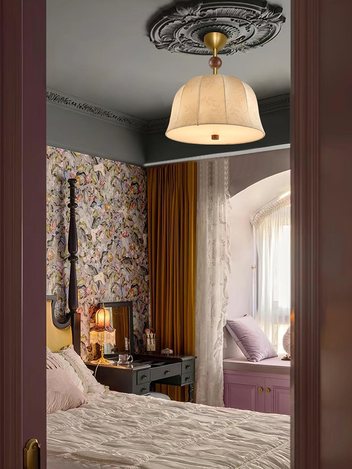 Spheris Plafonnier en tissu et bois pour des intérieurs chaleureux et élégants - Neutralighting