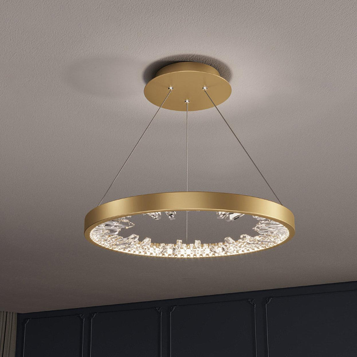 Lustra Chandelier Cercle Cristal Anneau Doré Élégant - Neutralighting