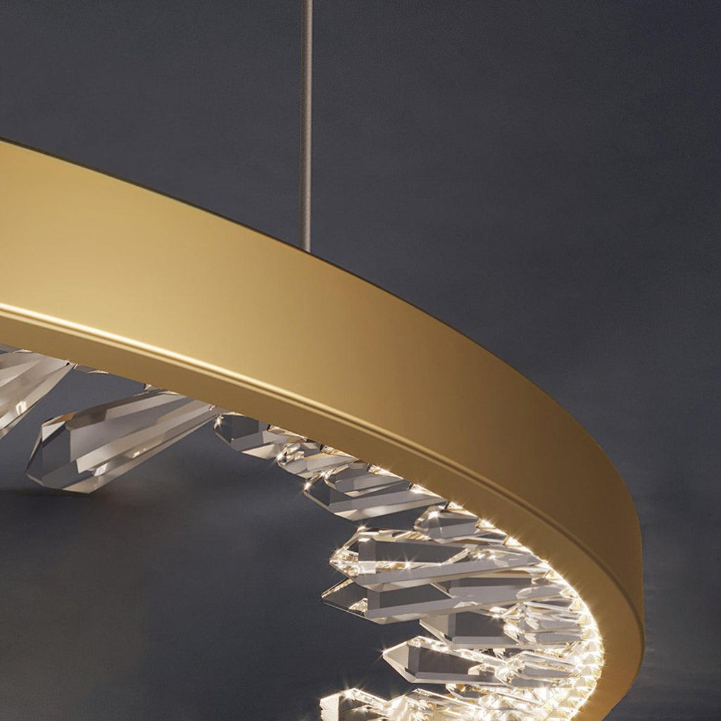 Lustra Chandelier Cercle Cristal Anneau Doré Élégant - Neutralighting