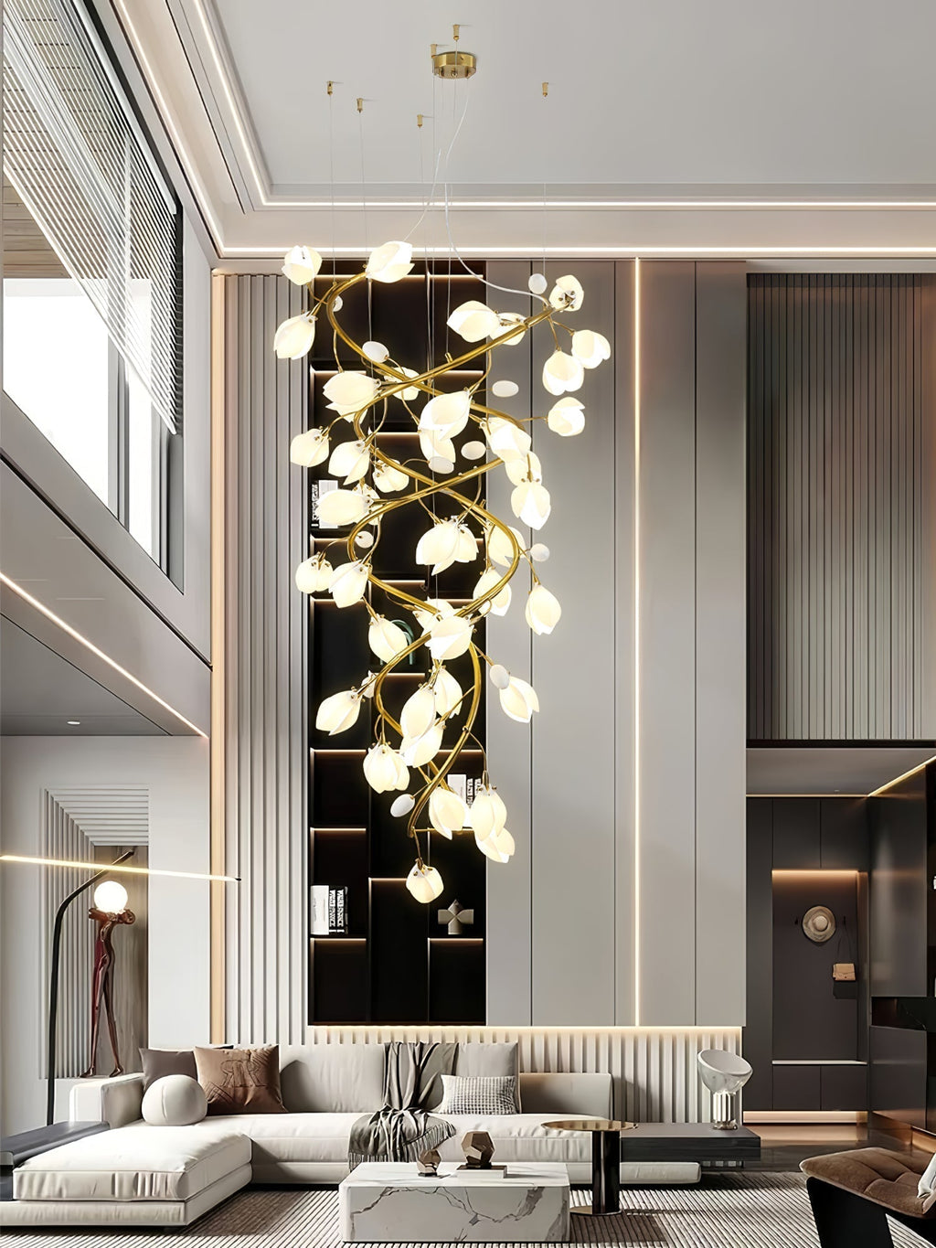 Evene Chandelier Spirale Céramique Laiton - Neutralighting