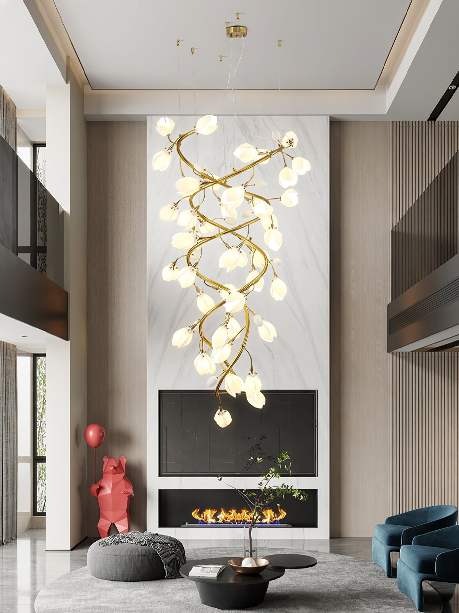 Evene Chandelier Spirale Céramique Laiton - Neutralighting