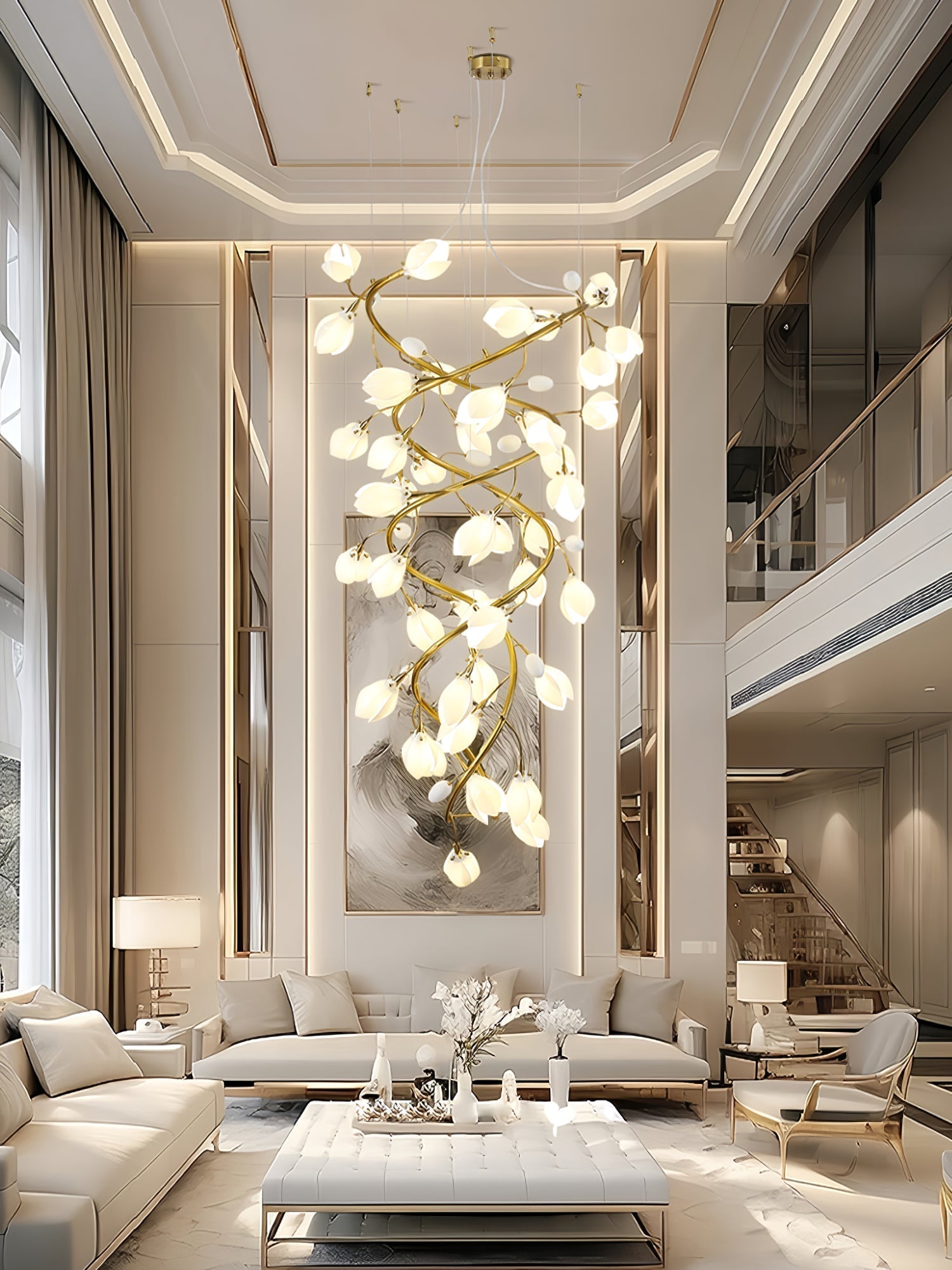 Evene Chandelier Spirale Céramique Laiton - Neutralighting