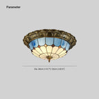 Tiffany Rétro LED Plafonnier Métal Verre Rond Chambre À Coucher - Neutralighting