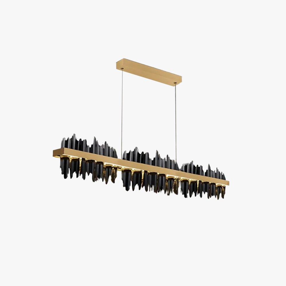 Kristy Lustre LED Rectangles Verre/Métal Noire Or Salon - Neutralighting