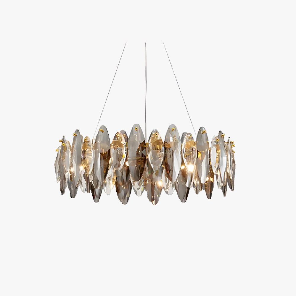 Kristy Design LED Lustre Verre/Métal Cristaux Dorés Salon/Chambre à Coucher - Neutralighting
