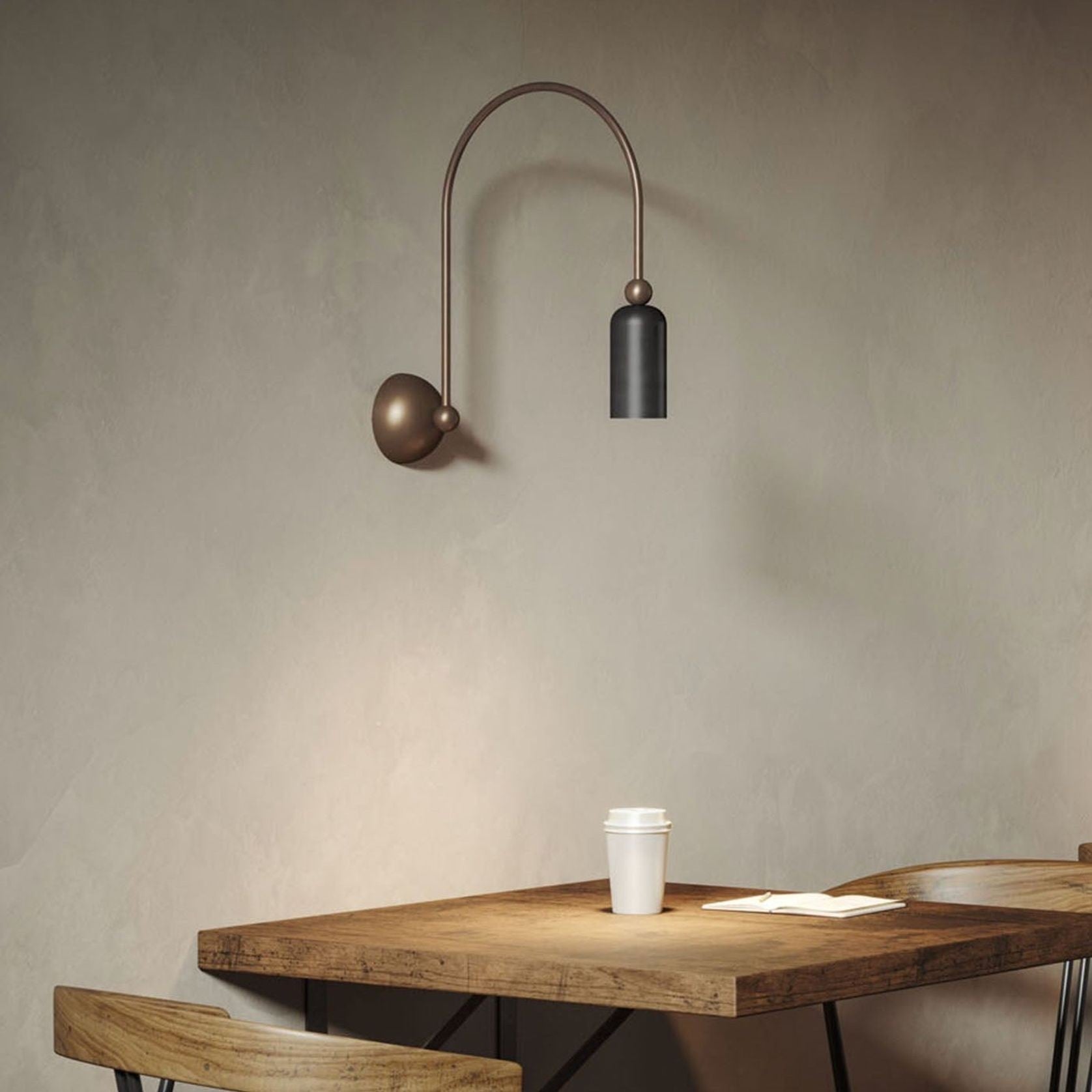 Vortigaud Courbe Bronze Noir Applique Lumière - Neutralighting