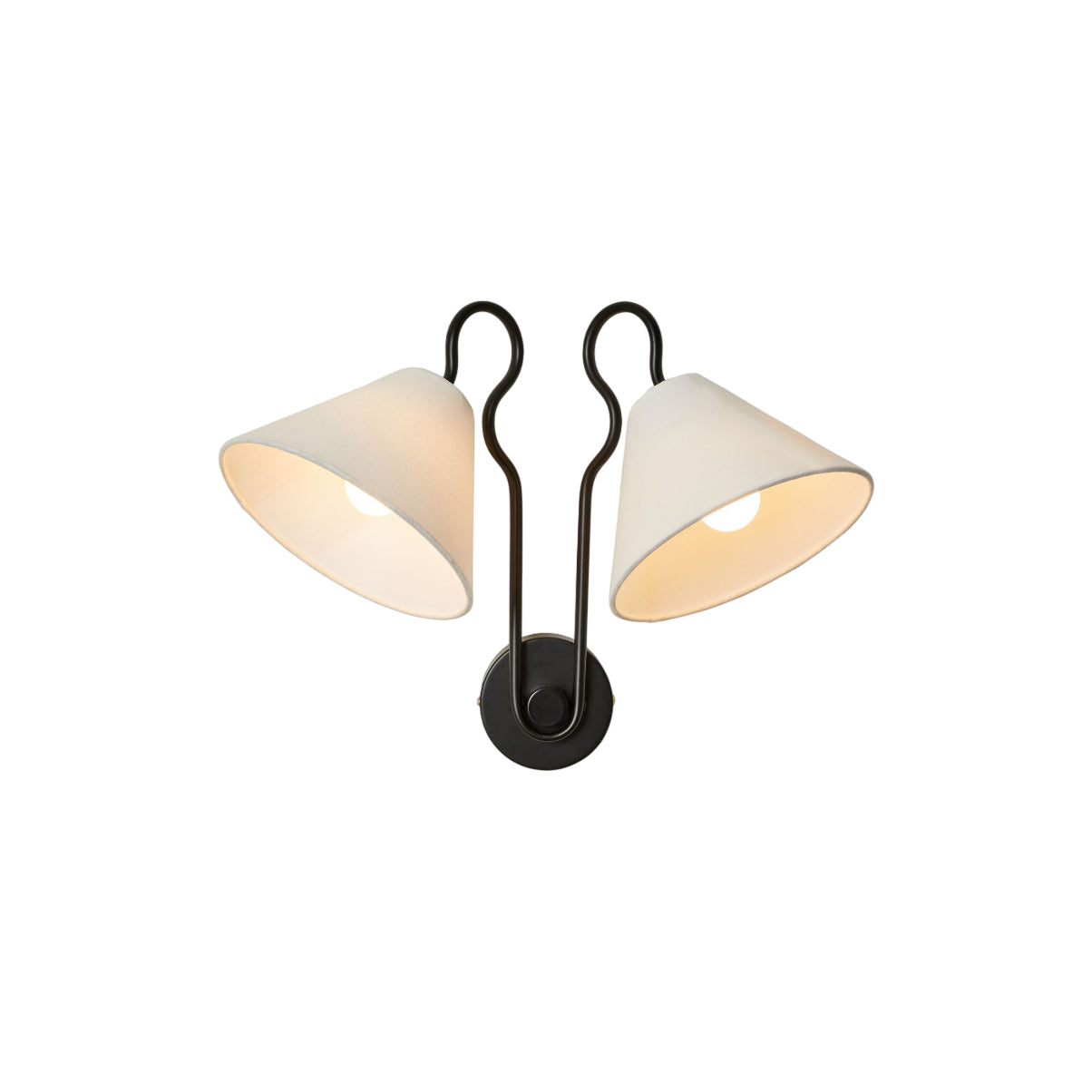 Walter Applique Murale Double avec Abat-Jours Coniques Blancs en Tissu - Neutralighting