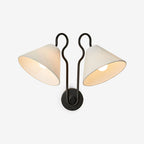 Walter Applique Murale Double avec Abat-Jours Coniques Blancs en Tissu - Neutralighting