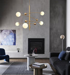 Lustra Chandelier en Laiton avec Poutre Verticale et Globe - Neutralighting