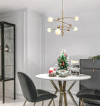 Lustra Chandelier en Laiton avec Poutre Verticale et Globe - Neutralighting